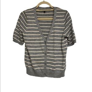 Talbots button down cardigan striped with glitter threads throughout size medium